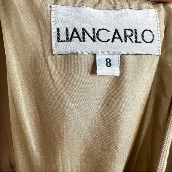 Liancarlo Vintage Beaded Sequin Silk Formal Evening Gown SZ 8 Champagne Gold - Picture 10 of 17